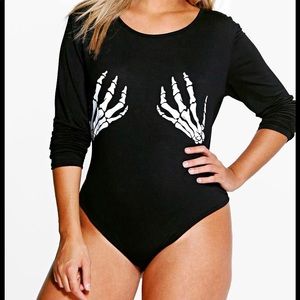 Boohoo bodysuit with skeleton hands